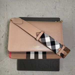 Burberry Tan Crossbody Bag with Checkered Strap ( New With imperfections )